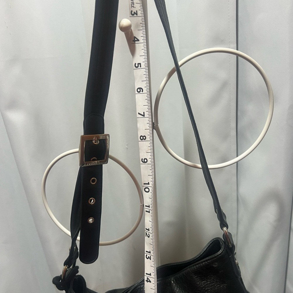 Stone & Co Black Pebbled Leather Crossbody Bag Silver Hardware Teal Lining - Picture 12 of 13